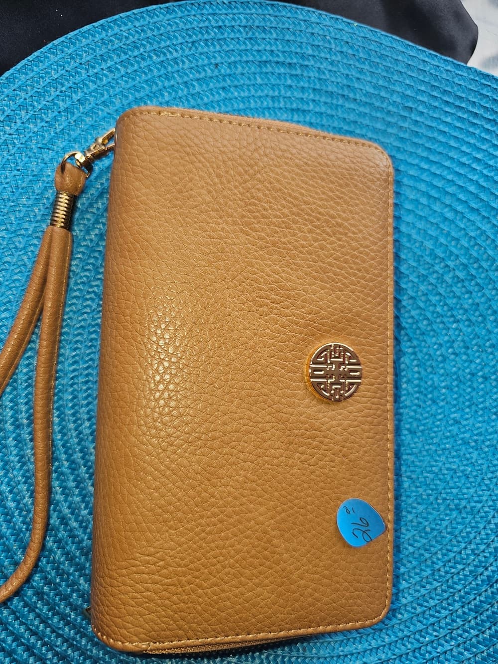Anne Kleindouble zip Wristlet Wallet with Gold Emblem - Thumbnail 3