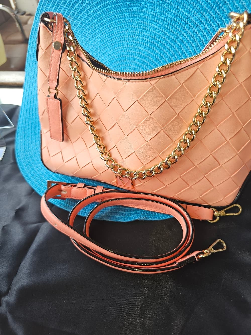 Victoria's Secret Peach Woven Chain-Handle Shoulder Bag - Thumbnail 4
