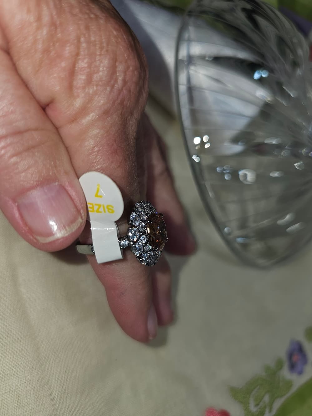 bp Silver Ring with Radiant Amber Center and Halo - Thumbnail 2