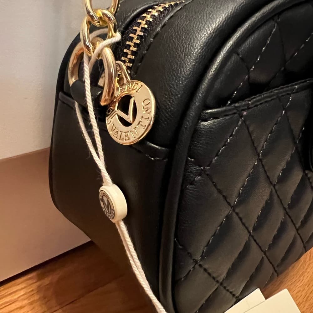 Valentino Orlandi Black Quilted Crossbody Bag with Gold Chain - Thumbnail 2