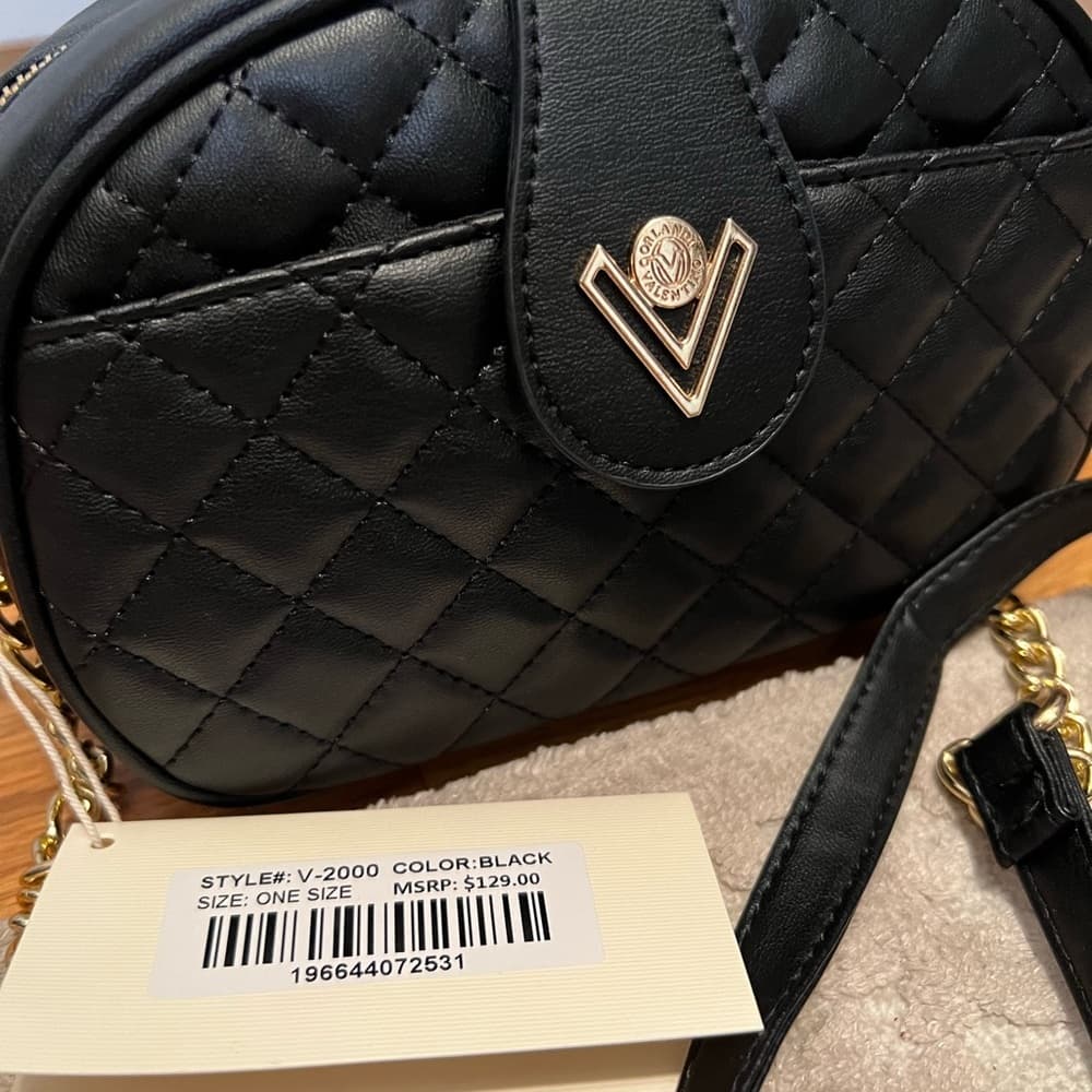 Valentino Orlandi Black Quilted Crossbody Bag with Gold Chain - Thumbnail 6