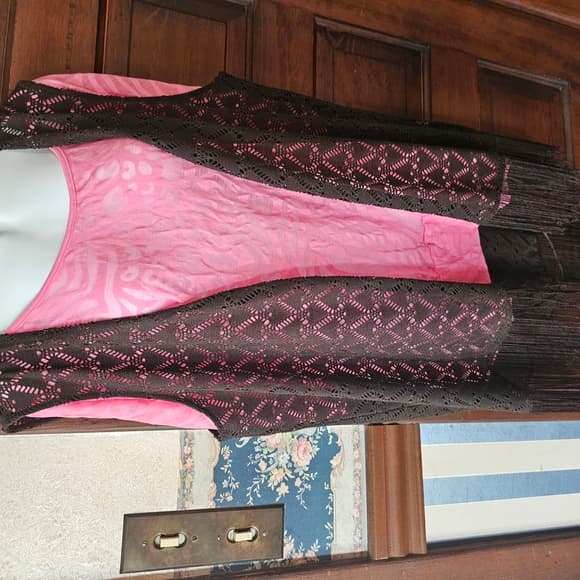 Pink Top with Black Fringe Vest - Thumbnail 4