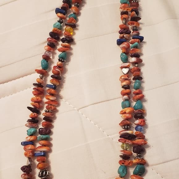 Turquoise & natural stone double strand Necklace - Thumbnail 4