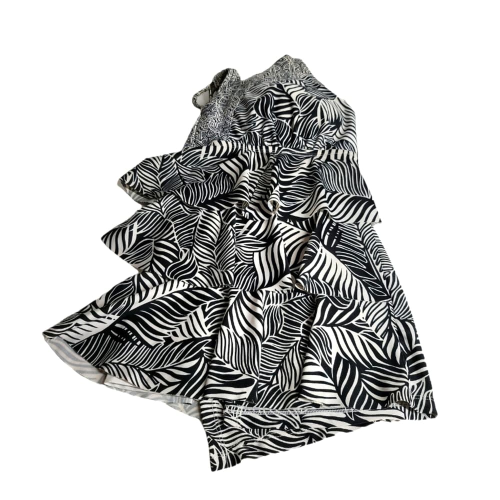 Catalina Black & White Zebra Print Ruffled Tankini Top Padded Cups Size XL - Thumbnail 4