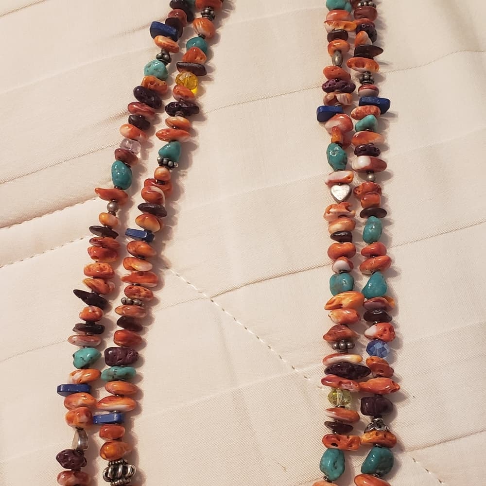 Turquoise & natural stone double strand Necklace - Thumbnail 3