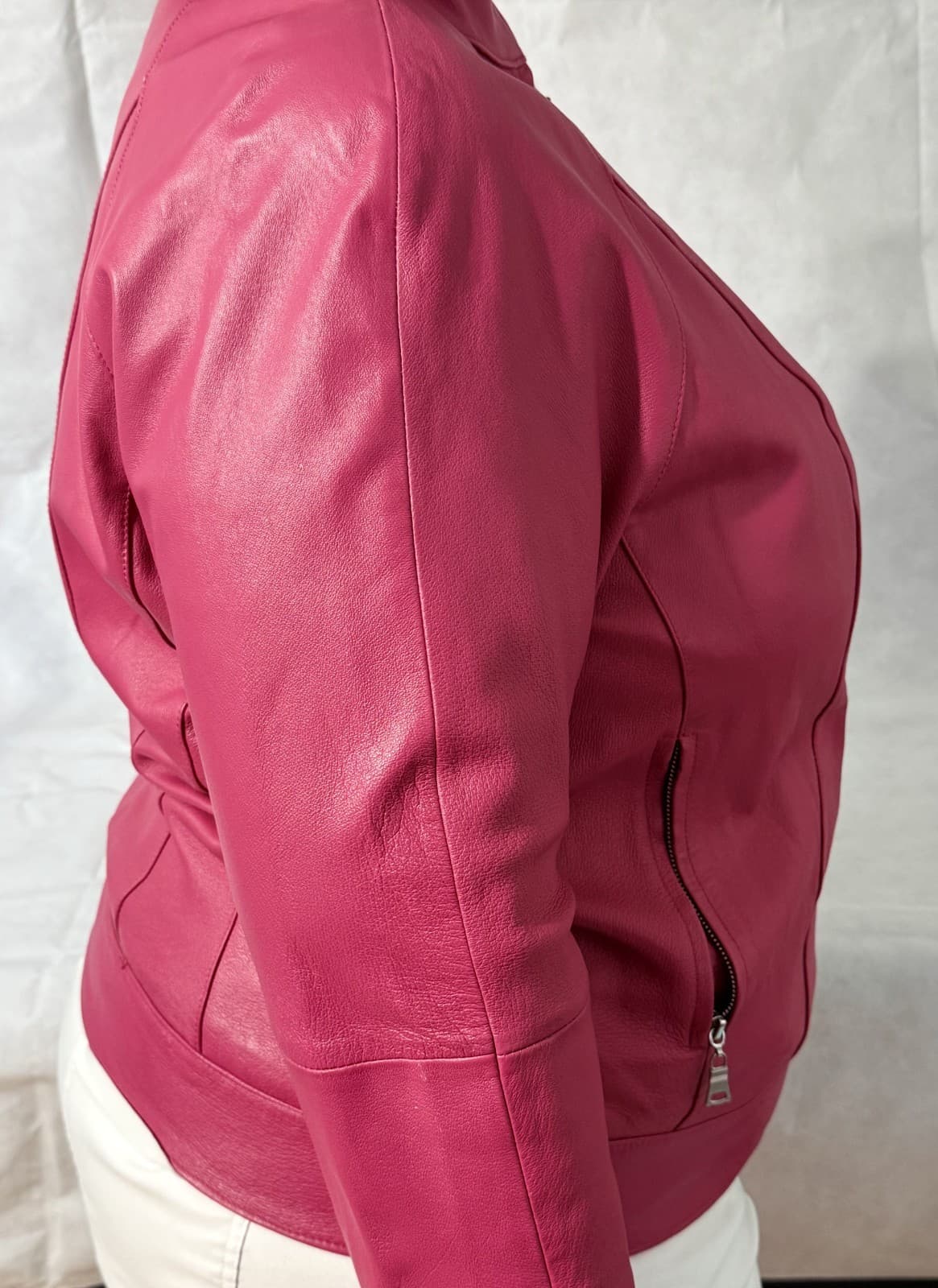 JL Studio Genuine Hot Pink Moto Leather Jacket Vintage SZ 20 W Plus - Thumbnail 2