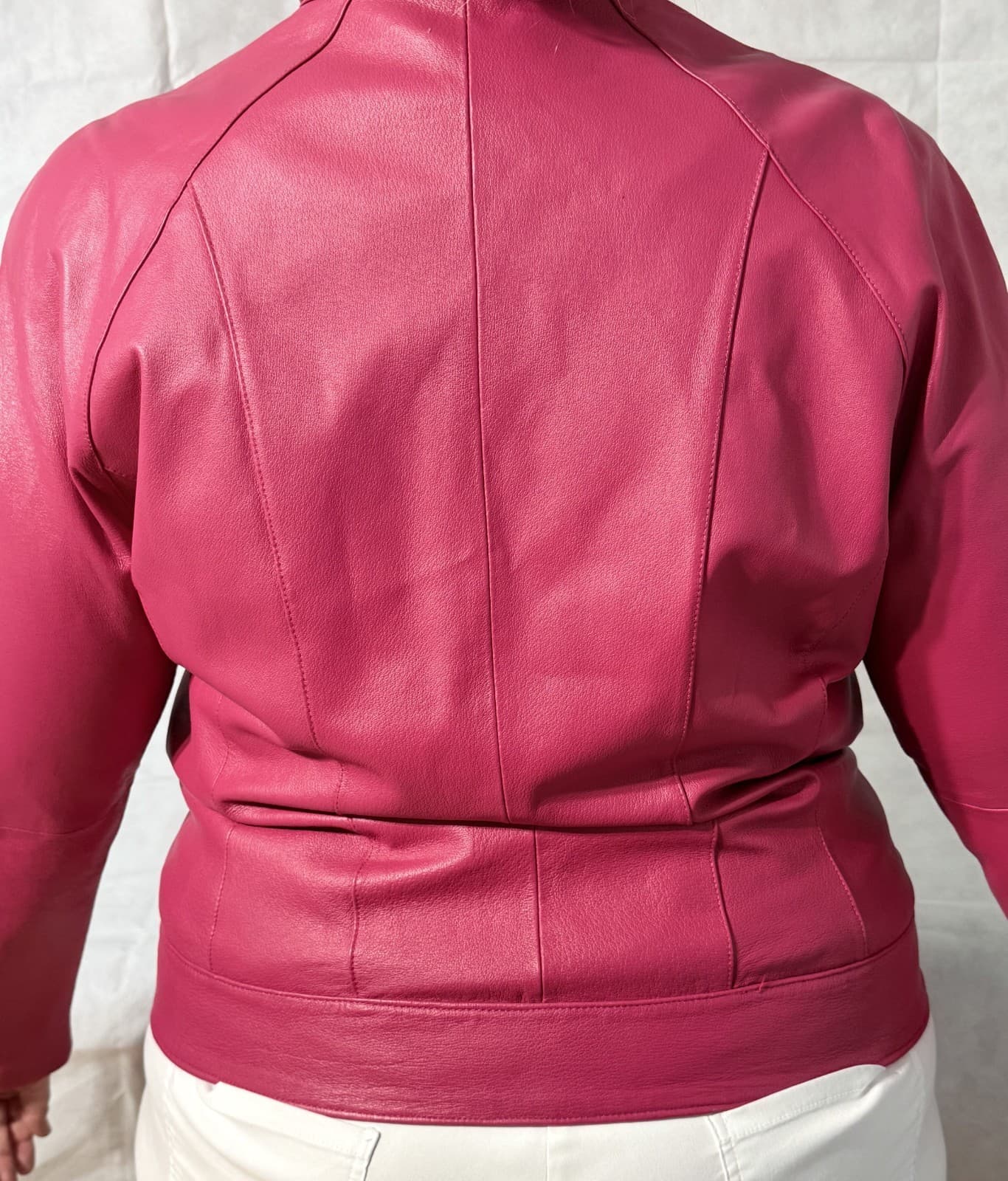 JL Studio Genuine Hot Pink Moto Leather Jacket Vintage SZ 20 W Plus - Thumbnail 3