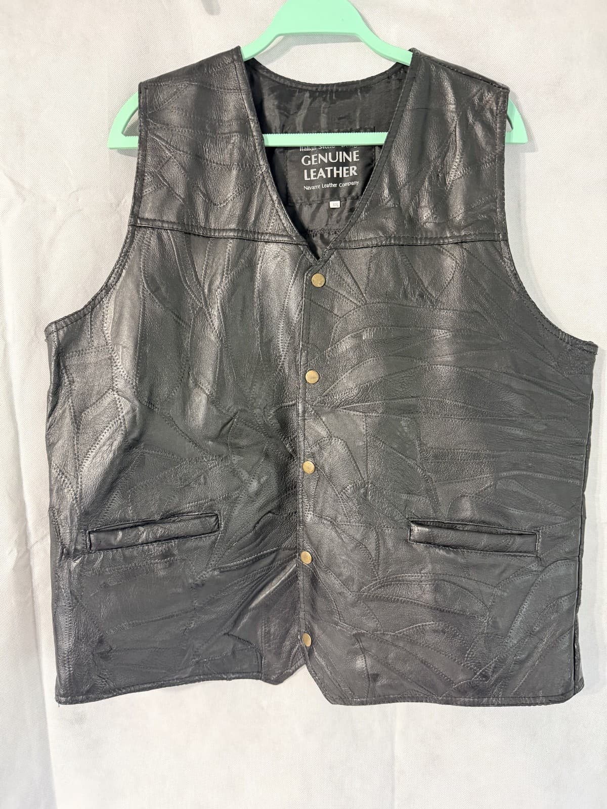 Genuine Leather Biker Vest with Heartland Riders Association Patch 2XL - Thumbnail 2
