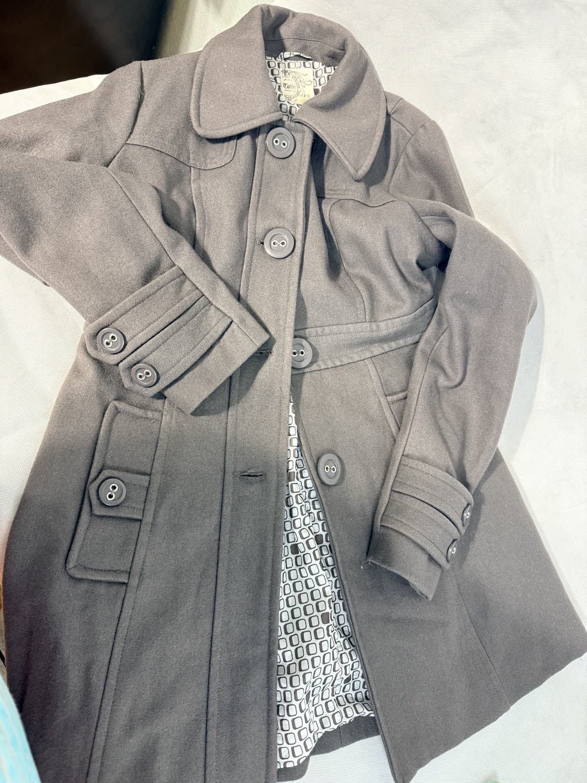 Tulle Wool Trench Ladies L Coat Charcoal - Thumbnail 4