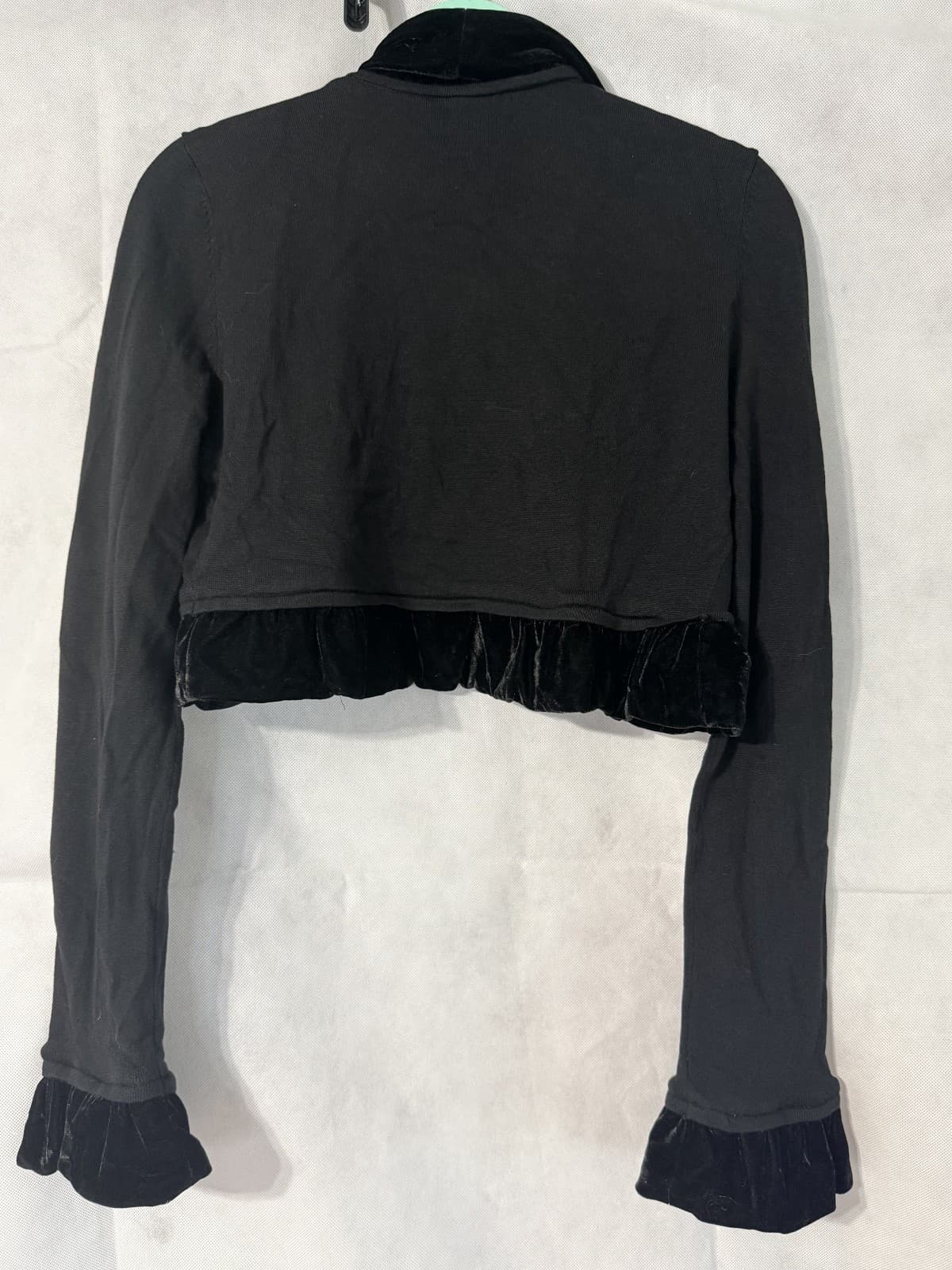 White House Black Market Open Cardigan Bolero Medium Silk Collar Balletcore - Thumbnail 3