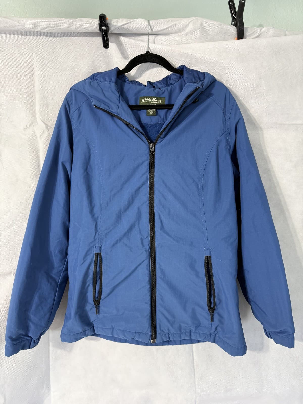 Eddie Bower Women's Blue Jacket Medium Pockets Zip Up Warm Fleece Lined - Thumbnail 2