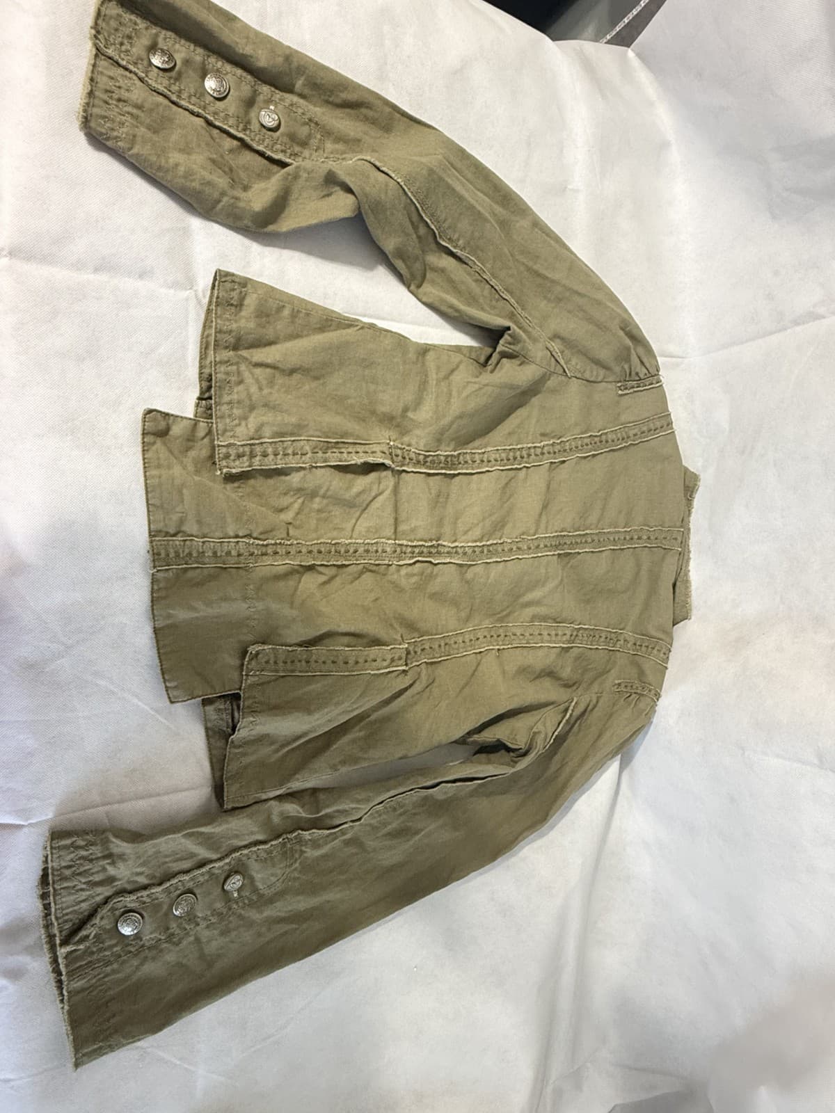 Princy by Jessica Simpson Y2K Era Army Green Distressed Medium Utility Jkt - Thumbnail 5