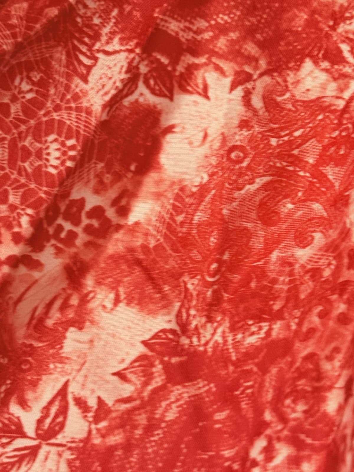 Guess Red Double Breasted Trench Coat Women's S Belted Floral Lining Jacket - Thumbnail 3