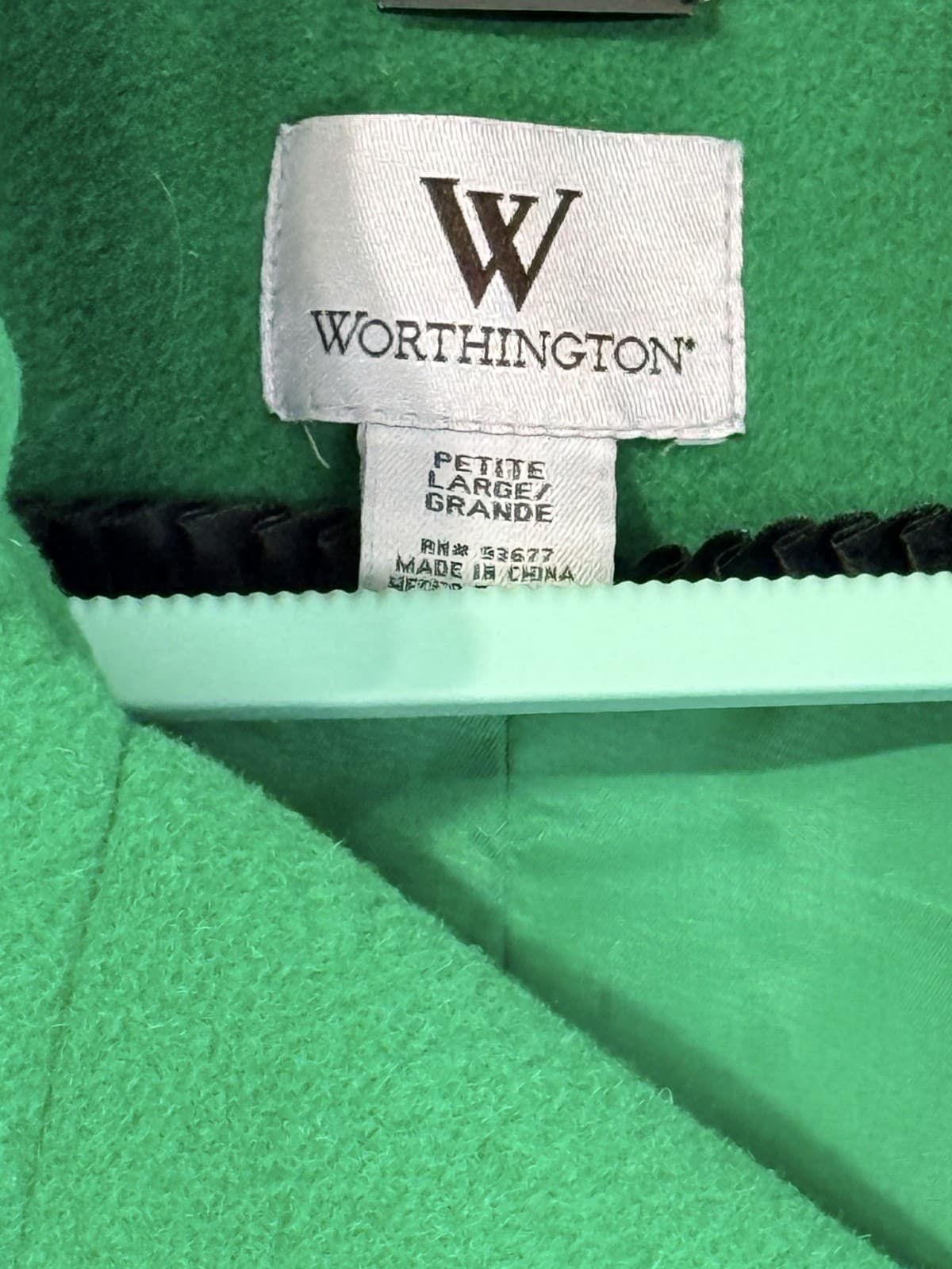Worthington Green Wool Pea Coat Women's Petite Large - Thumbnail 2