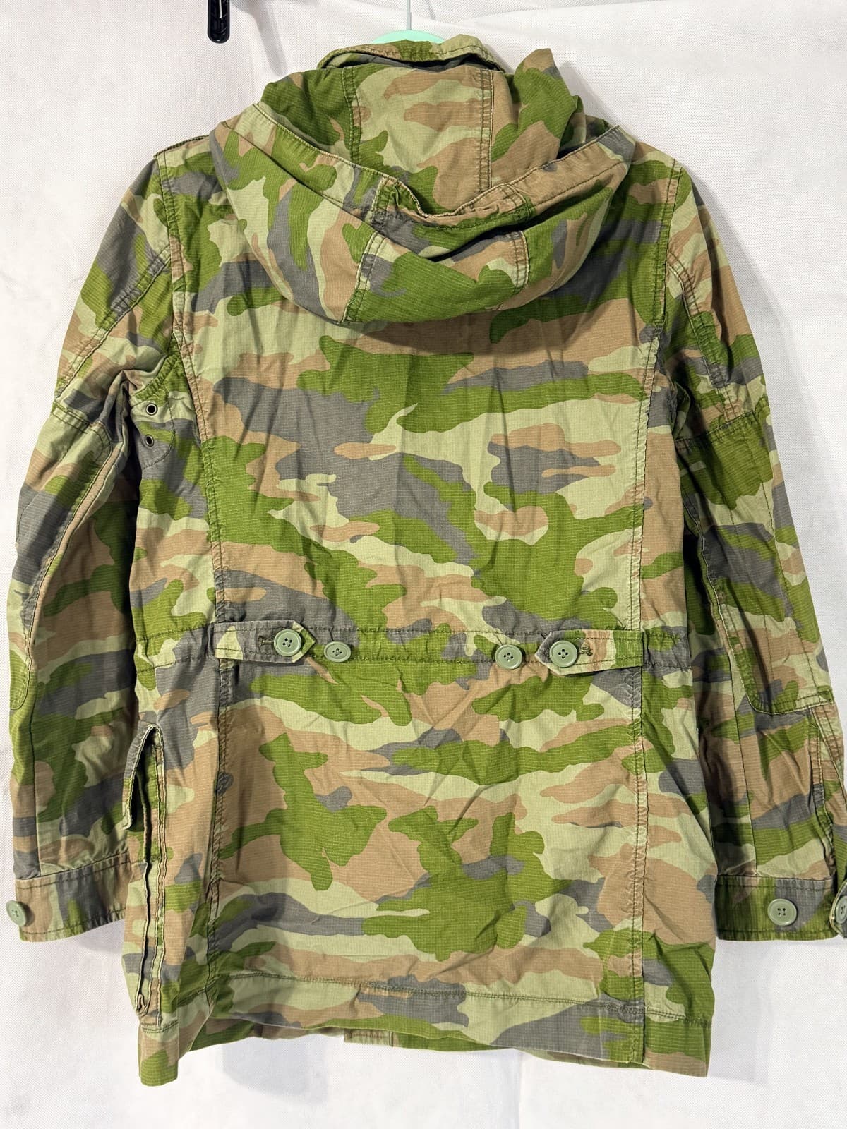 J Crew Green Camo Hooded Boyfriend Utility Field Jacket Size XS - Thumbnail 2