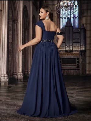 Navy Blue Women’s Evening Gown Shien Sz. 20 - Thumbnail 5