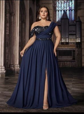Navy Blue Women’s Evening Gown Shien Sz. 20 - Thumbnail 6