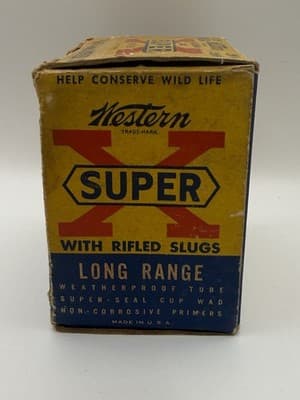 Western Super X Vintage 16 GA Rifle Slug Ammo Box - Thumbnail 3