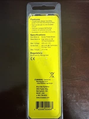 TERMINAL BLOCK BLUE SEA 661-2406 6 GANG 20AMP #6 SCREWS MARINE BOAT ELECTRICAL - Thumbnail 2