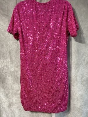 Petal Dew Sequined Knee Length Hot Pink Dress Women’s M - Thumbnail 3