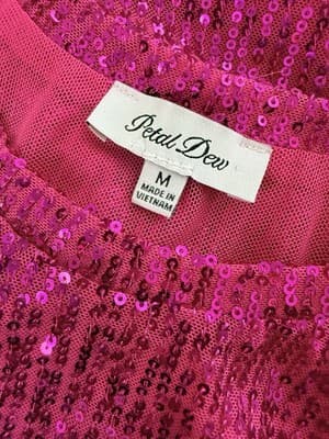Petal Dew Sequined Knee Length Hot Pink Dress Women’s M - Thumbnail 7
