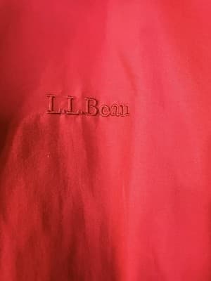 Vintage 90s L.L. Bean Red Bomber Jacket with Navy Fleece Collar Mens L - Thumbnail 3