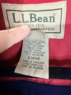 Vintage 90s L.L. Bean Red Bomber Jacket with Navy Fleece Collar Mens L - Thumbnail 9