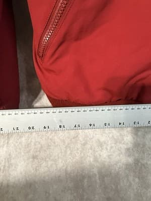 Vintage 90s L.L. Bean Red Bomber Jacket with Navy Fleece Collar Mens L - Thumbnail 6