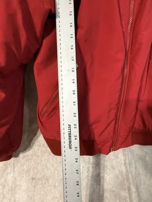 Vintage 90s L.L. Bean Red Bomber Jacket with Navy Fleece Collar Mens L - Thumbnail 5
