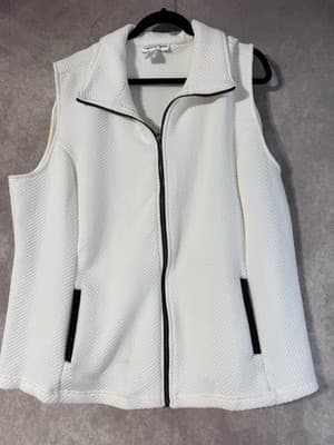Cathy Daniels Ivory Quilted Zip-up Vest with Pockets Size 2XL - Thumbnail 2