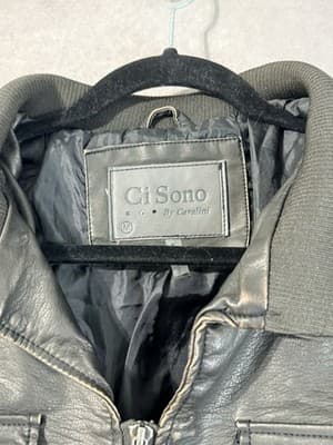 Ci Sono By Cavalini Dark Brown Crop Distressed Bomber Jacket Medium - Thumbnail 5