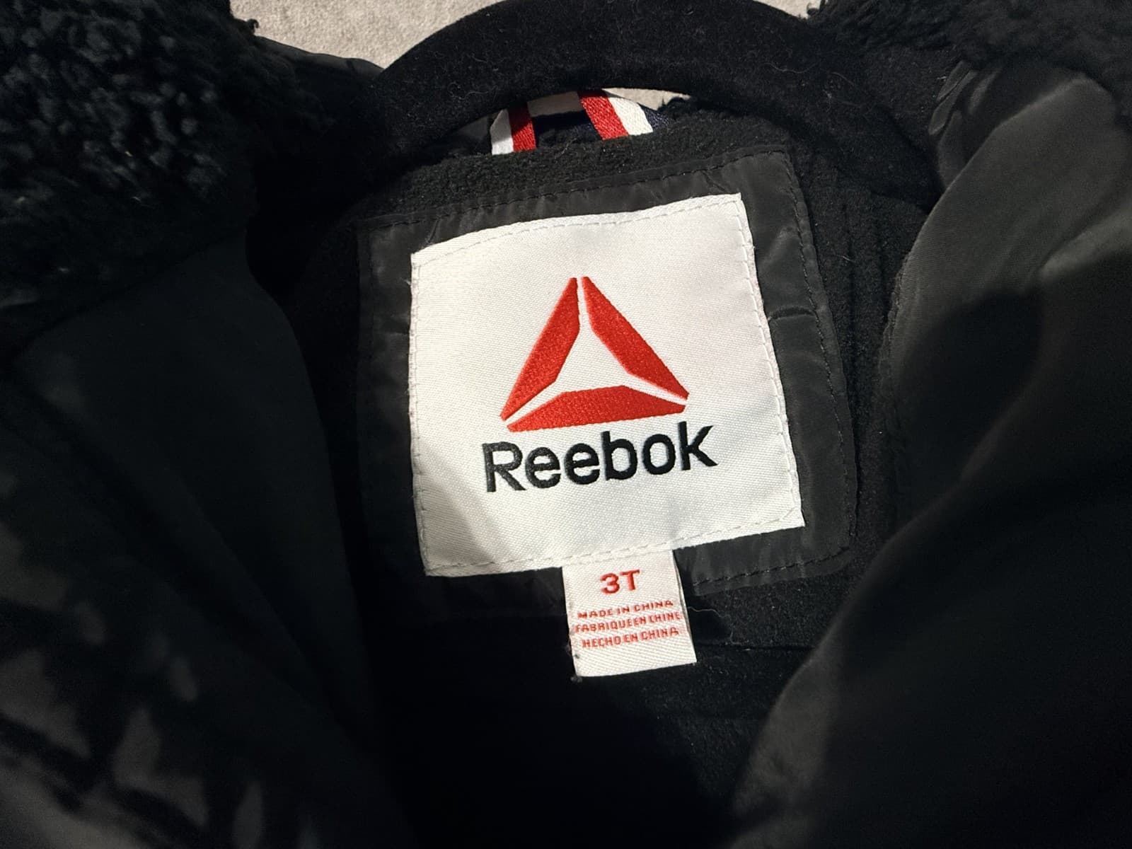 Toddler 3T Reebok Puff Jacket Fleece Lined with Hood Black - Thumbnail 6