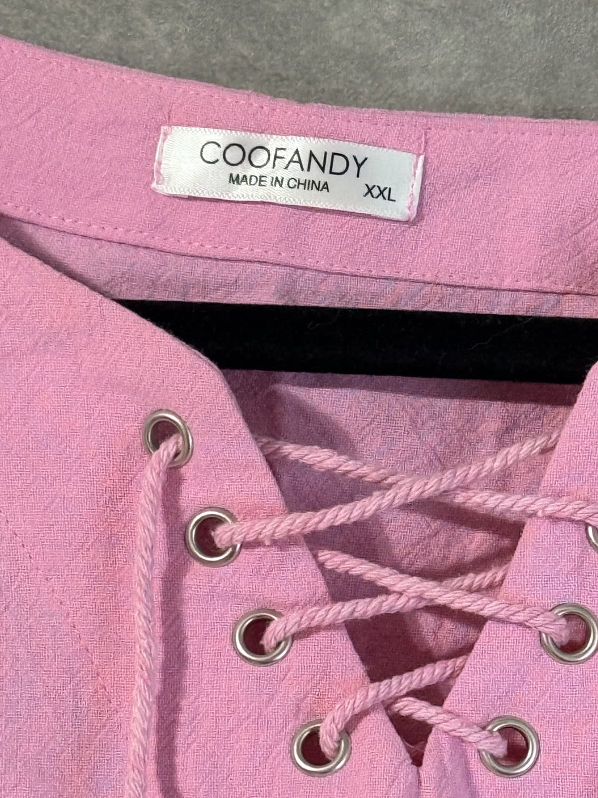 NW/oT Coofandy Pink Colored Sleeveless Tie front Men's Shirt XXL - Thumbnail 2