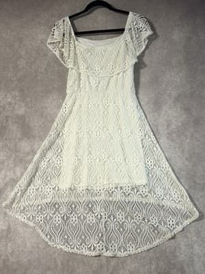 Almost Famous White Lace Off The Shoulder Hi Low Dress Women’s Size M - Thumbnail 2