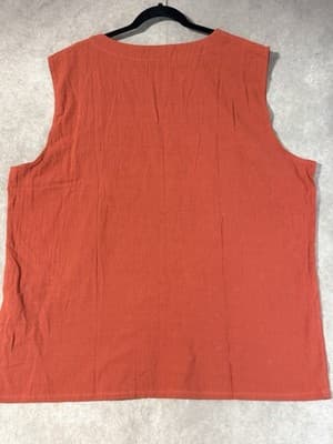 NWT Coofandy Rust Colored Sleeveless Tie front Men's Shirt XXL - Thumbnail 2