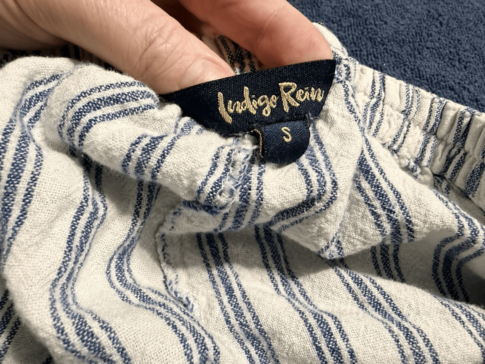 Indigo Rein White And Blue Striped Shorts Button Up Women’s Small - Thumbnail 7