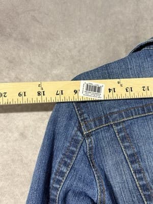 Rocka Wear Women’s Size Large Jean Jacket Button Up Zip Sleeve Zip Pockets - Thumbnail 16