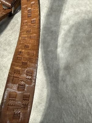 80s Vintage Hand Tooled And Stitched Satchel Hand Bag Genuine Leather - Thumbnail 3