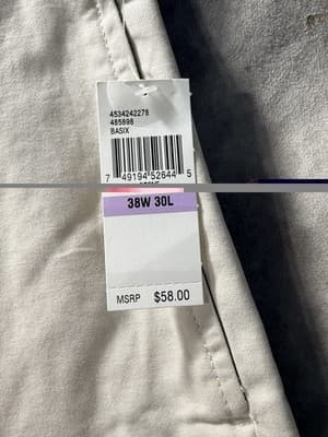 NWT IZOD Saltwater Chino Pants Stone Khaki Flat Front Relaxed Fit 38x30 MSRP $58 - Thumbnail 5