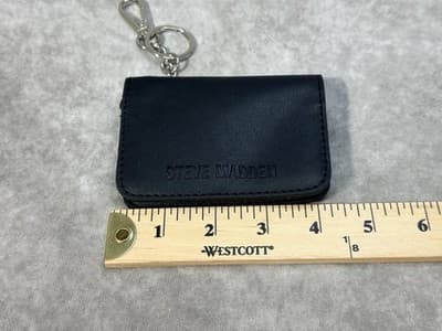 Steve Madden Embossed Key Chain Wallet Black Leather Unisex - Thumbnail 5