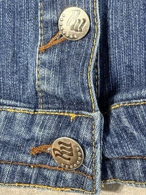 Rocka Wear Women’s Size Large Jean Jacket Button Up Zip Sleeve Zip Pockets - Thumbnail 4