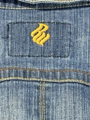Rocka Wear Women’s Size Large Jean Jacket Button Up Zip Sleeve Zip Pockets - Thumbnail 13