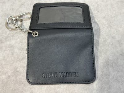 Steve Madden Embossed Key Chain Wallet Black Leather Unisex - Thumbnail 3