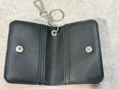 Steve Madden Embossed Key Chain Wallet Black Leather Unisex - Thumbnail 4