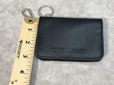 Steve Madden Embossed Key Chain Wallet Black Leather Unisex - Thumbnail 6