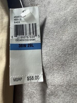 NWT IZOD Saltwater Chino Pants Khaki Straight Leg Metrix Fit 36x29 MSRP $58 - Thumbnail 4