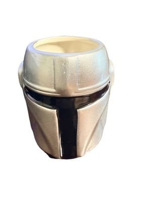 Star Wars Mandalorian Helmet Mug Ceramic Silver 3D Design - Thumbnail 2