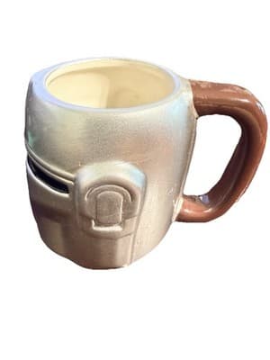Star Wars Mandalorian Helmet Mug Ceramic Silver 3D Design - Thumbnail 3