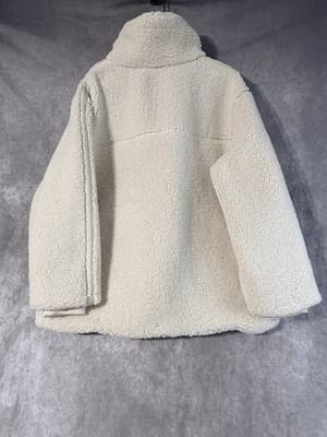 Lands End Cream Colored Fleece Jacket Full Zip. Zip Pockets Women’s Large - Thumbnail 2