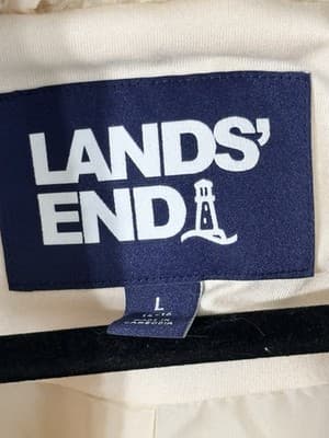 Lands End Cream Colored Fleece Jacket Full Zip. Zip Pockets Women’s Large - Thumbnail 4
